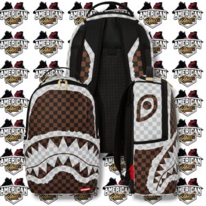 mochila Sprayground Split Check Brown & White Shark